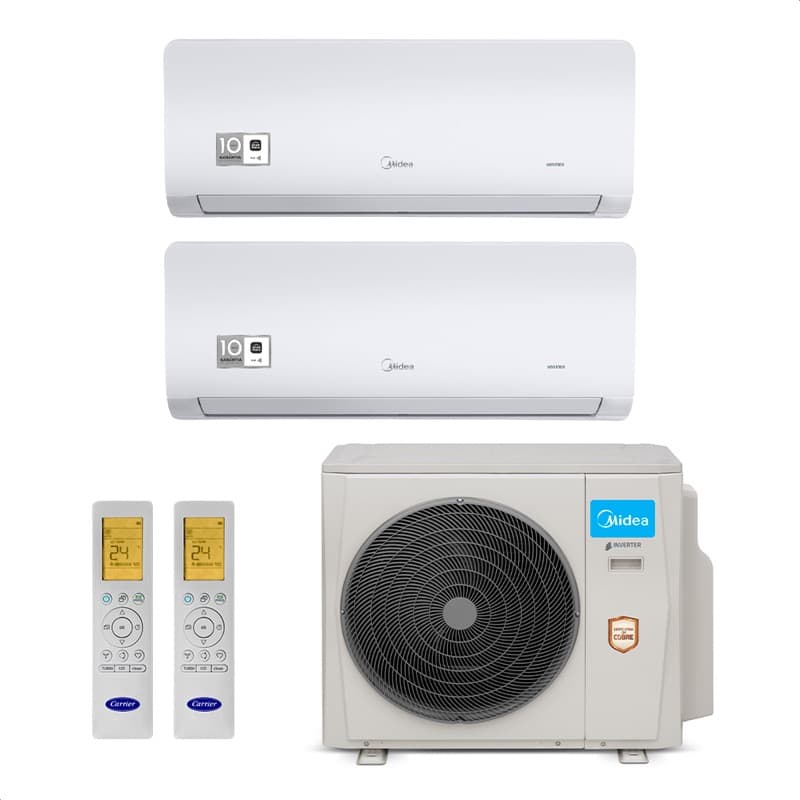 Ar Condicionado Multi Split Inverter Midea Xtreme Save Connect 18.000 BTUs (2 Evap 12.000) Quente/Frio 220V, unidade evaporadora e condensadora