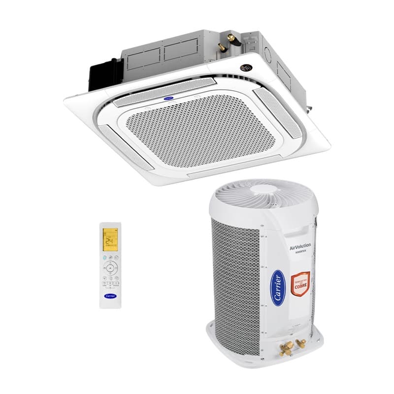 Ar Condicionado Split Cassete 4 Vias - Inverter R-32 - Carrier - Connect - 28.000 BTUs - Frio - 220V Monofásico