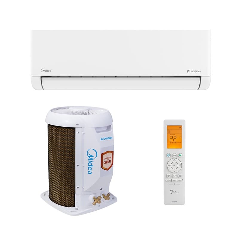 Ar Condicionado Split Hi Wall - Inverter R-32 - AI Airvolution - Midea - 9.000 BTUs - Frio - 220V Monofásico, unidade evaporadora e condensadora