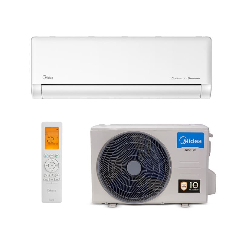Ar Condicionado Split Hi Wall - Inverter R-32 - AI Ecomaster - Midea - 9.000 BTUs - Frio - 220V Monofásico, unidade evaporadora e condensadora