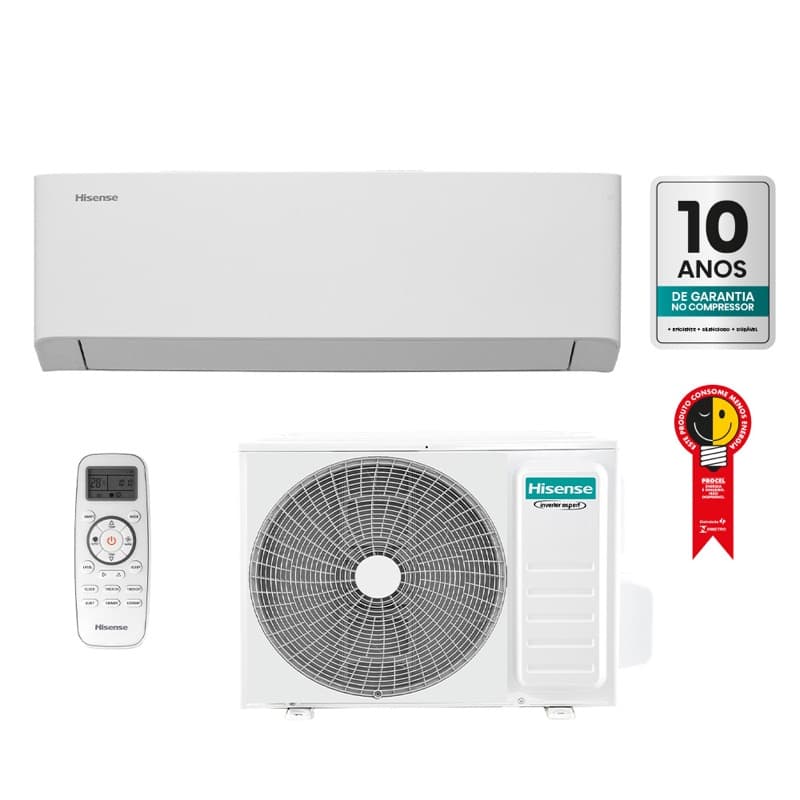Ar Condicionado Split Hi Wall - Inverter R-32 - Hisense - 9.000 BTUs - Frio - 220V Monofásico