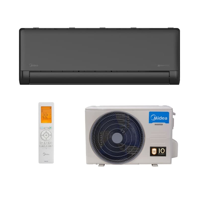 Ar Condicionado Split Hi Wall - Inverter R-32 - Midea - AI Ecomaster Black - 18.000 BTUs - Quente/Frio - 220V Monofásico, unidade evaporadora e condensadora