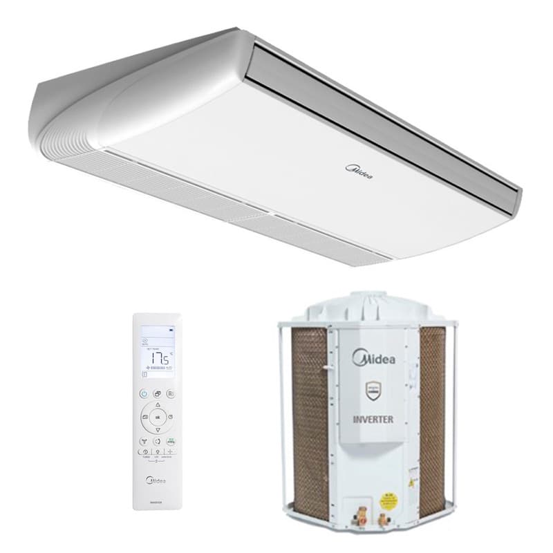 Ar Condicionado Split Teto - Inverter R-32 - Midea - 36.000 BTUs - Frio - 220V Monofásico, unidade evaporadora e condensadora