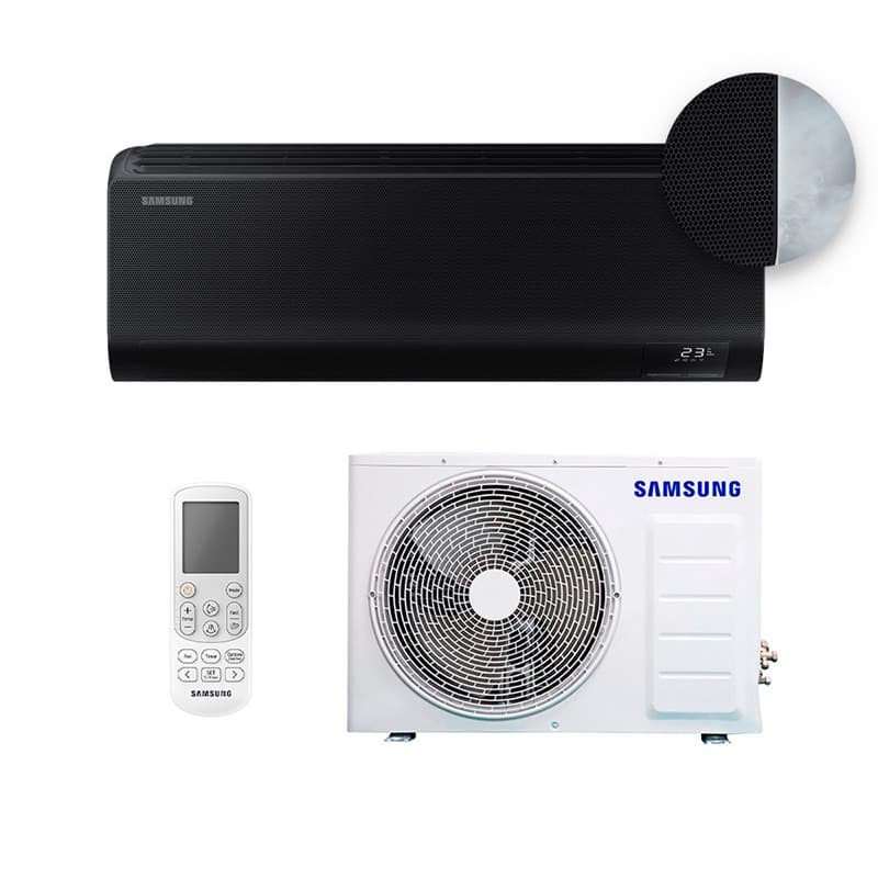 Ar Condicionado Hi Wall - Inverter - Windfree Connect Black - Samsung - 18.000 BTUs - Quente/Frio - 220V Monofásico, unidade evaporadora e condensadora